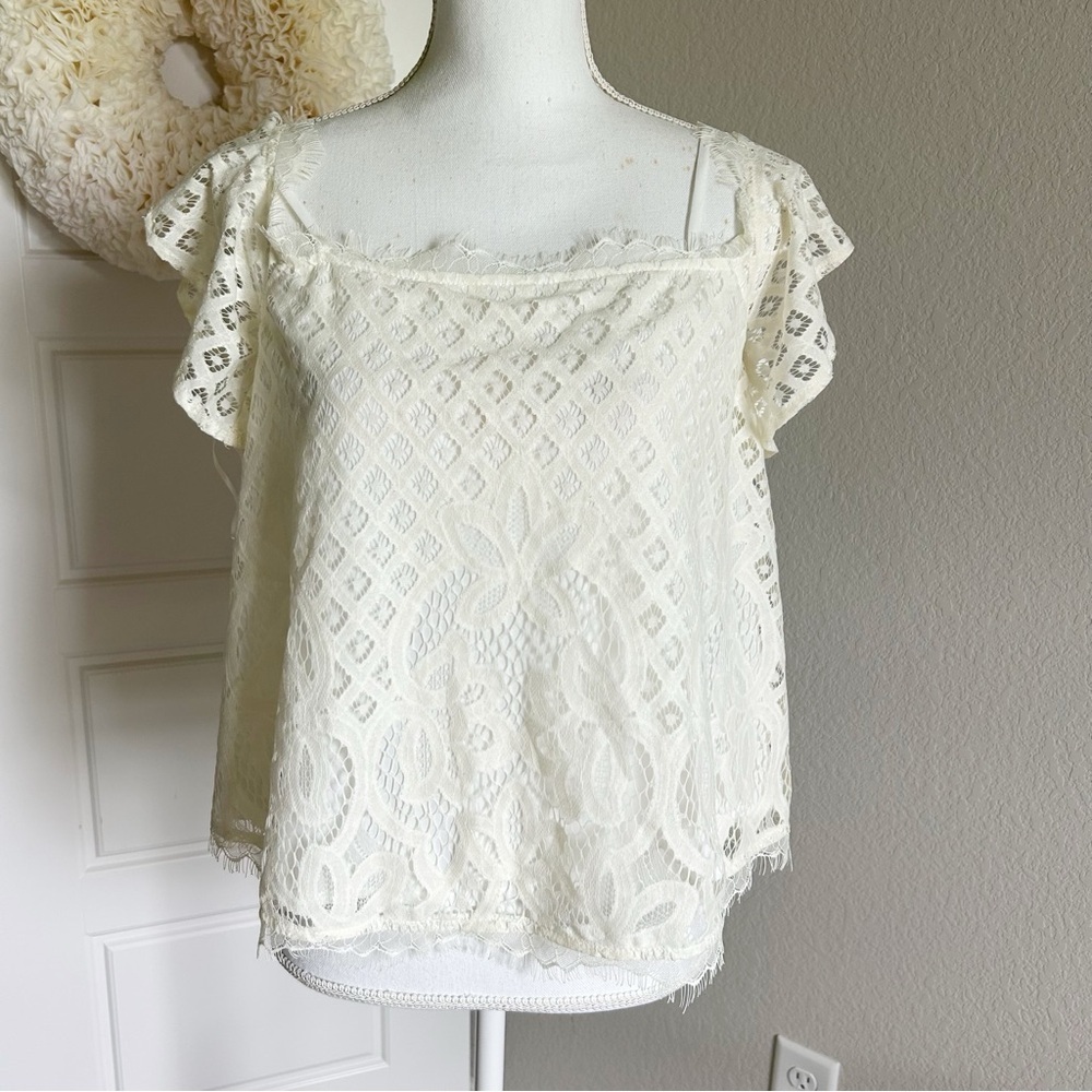New Anthro Greylin Cassis Lace Top Ivory XS